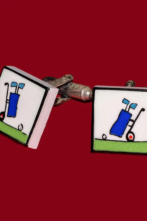 Golf Motifli Gümüş Kol Düğmesi