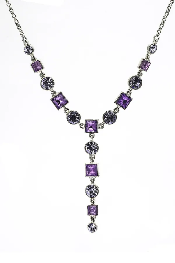 Gümüş Ametist Y Kolye