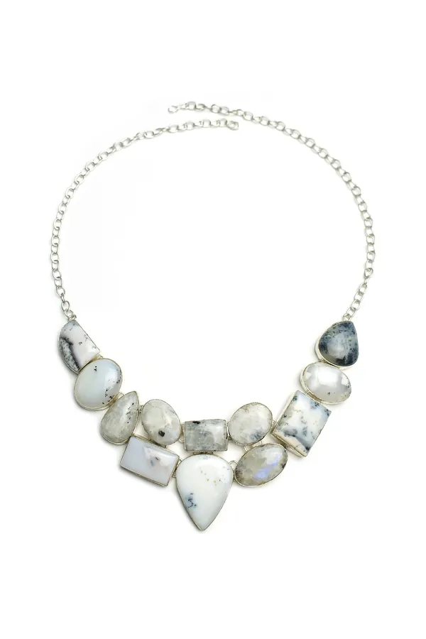 Gümüş Dendritik Opal Gerdanlık