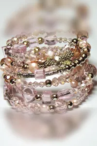Pembe Kristal İnci Charm Bileklik